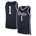 Duke Blue Devils #1 Alternate Replica Basketball Jersey - Navy product image 1, provided for visual reference and product