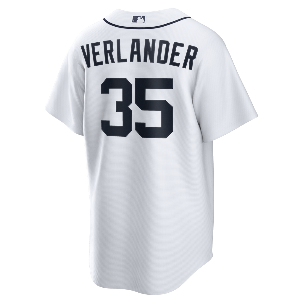 Detroit Tigers Justin Verlander White Home Replica Jersey product image 4, provided for visual reference and product detail