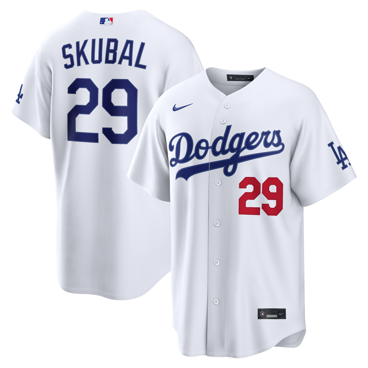 Los Angeles Dodgers Tarik Skubal White Home Stadium Jersey product image 2, provided for visual reference and product detail