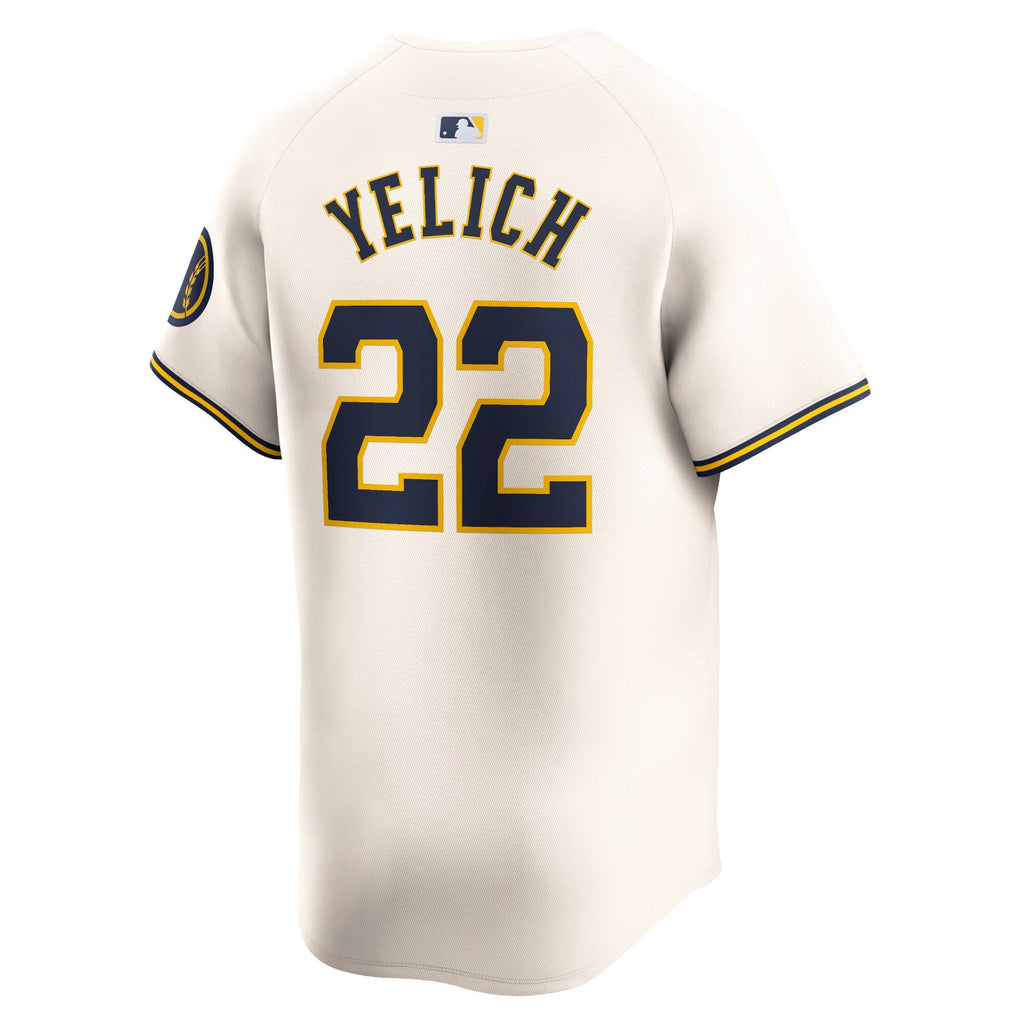 Milwaukee Brewers Christian Yelich Cream Home Limited Player Jersey product image 4, provided for visual reference and