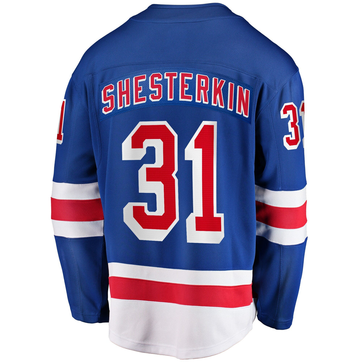 New York Rangers Igor Shesterkin Blue Home Breakaway Player Jersey product image 4, provided for visual reference and