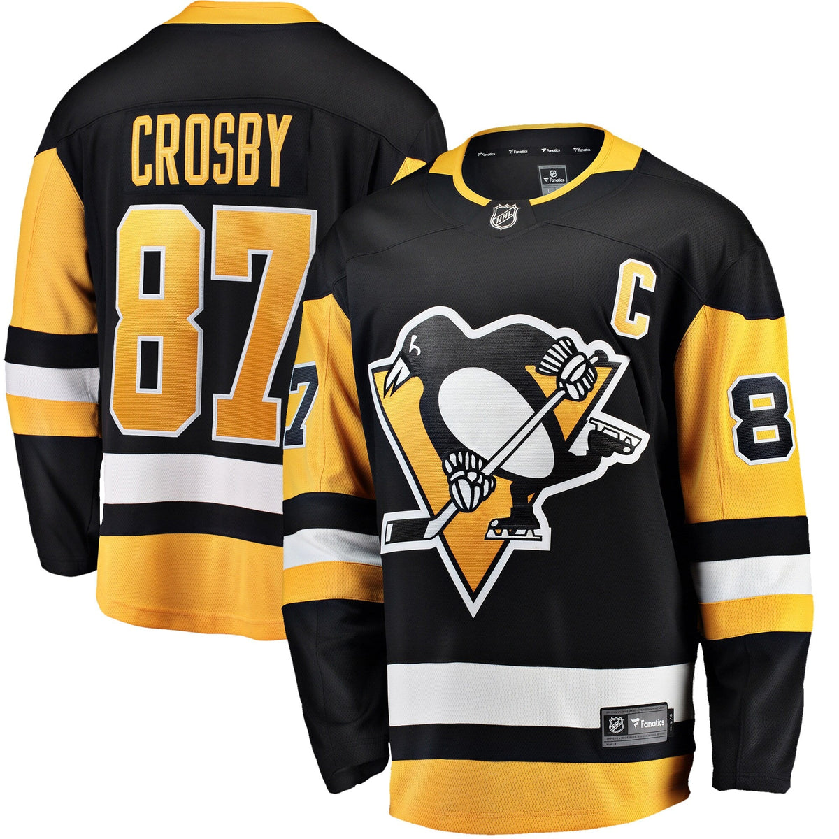 Pittsburgh Penguins Sidney Crosby Black Captain Patch Home Breakaway Jersey product image 1, provided for visual reference