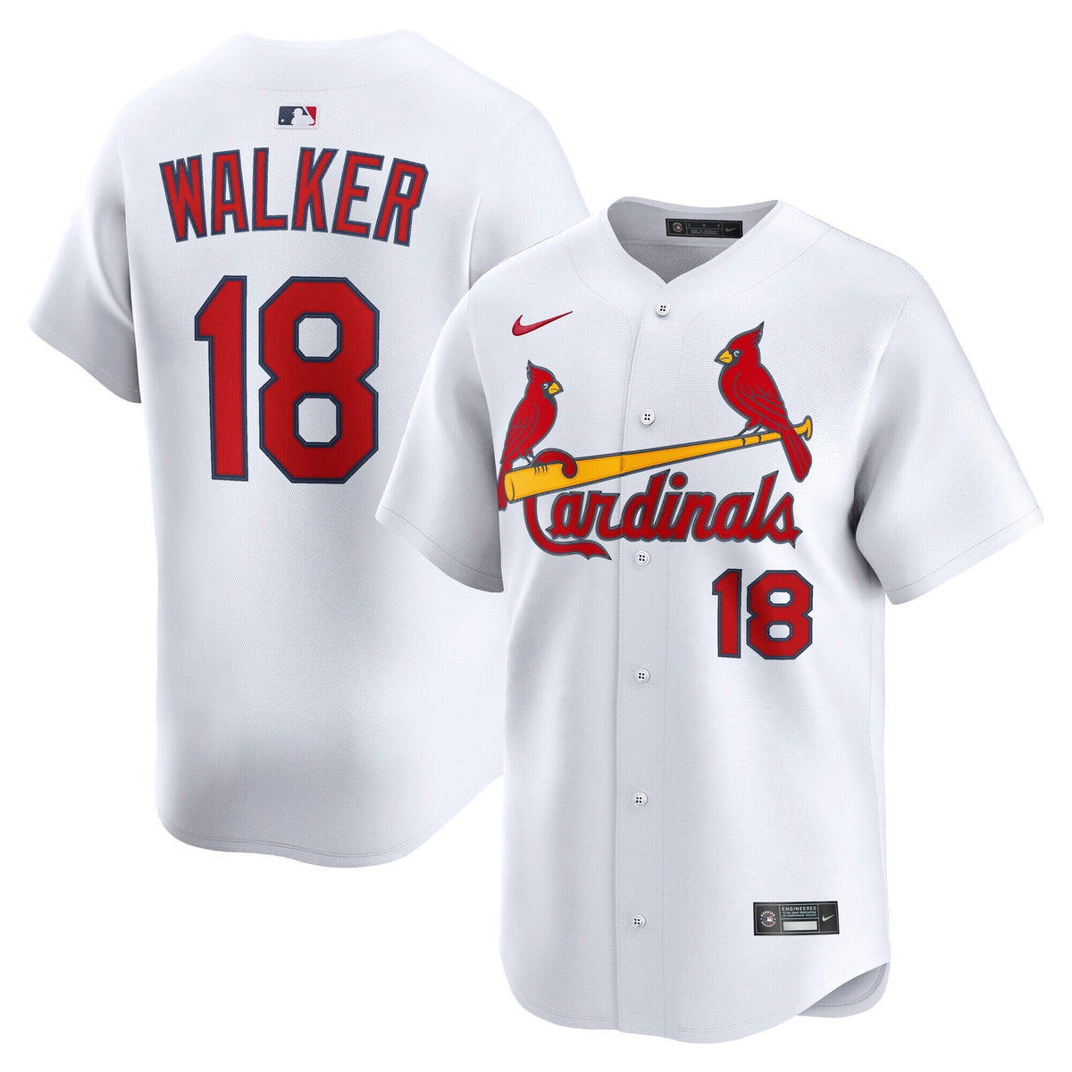 St. Louis Cardinals Jordan Walker White Home Limited Player Jersey product image 1, provided for visual reference and