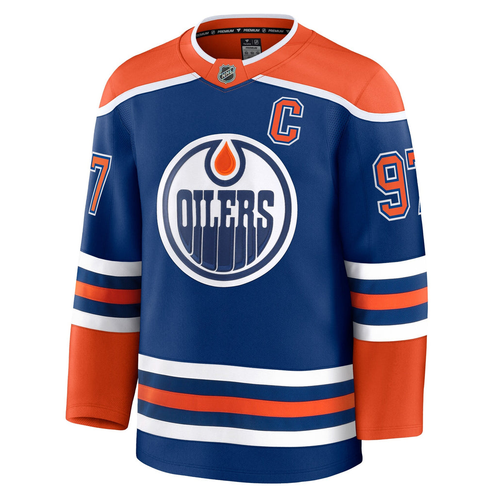 Edmonton Oilers Connor McDavid Royal Home Premium Jersey product image 3, provided for visual reference and product detail