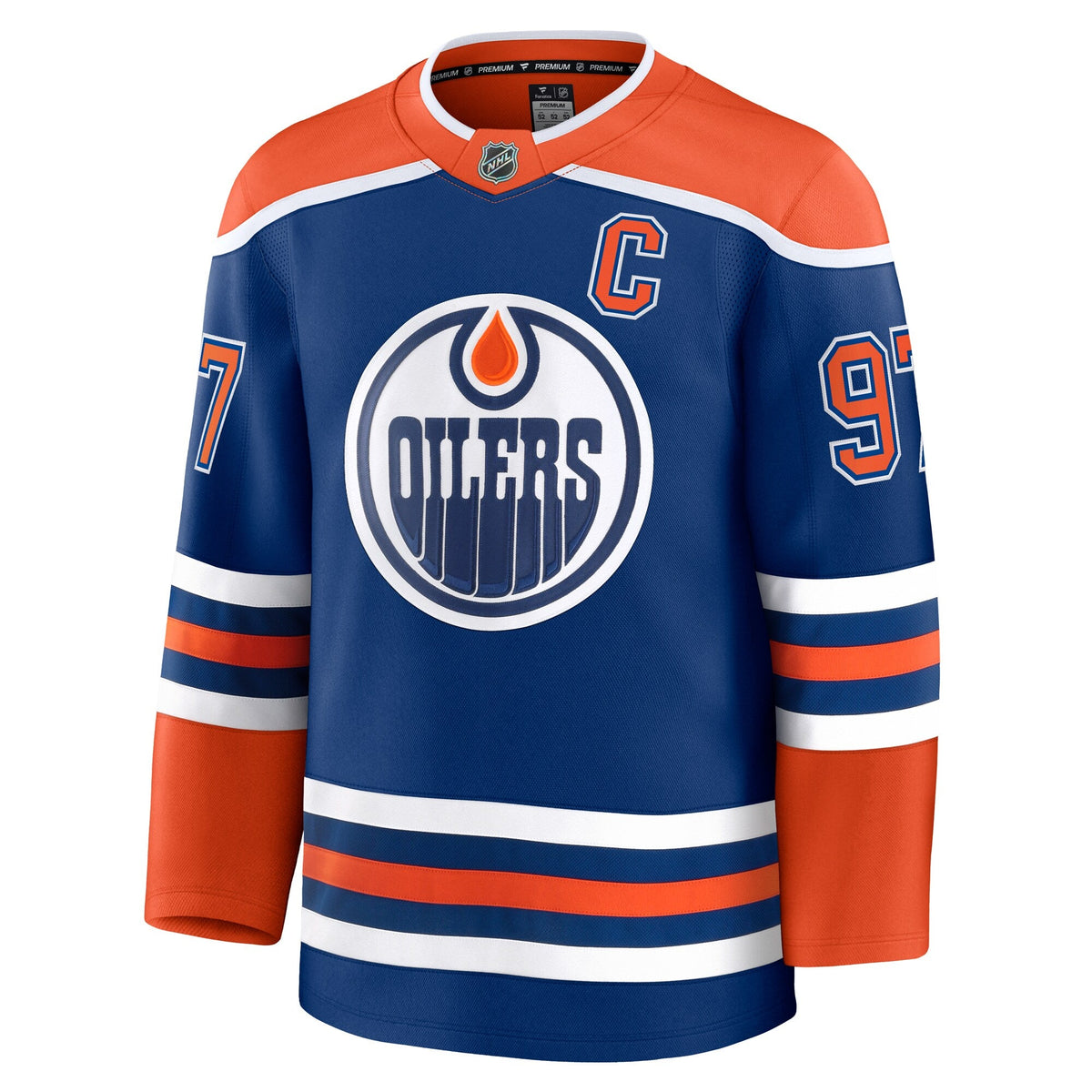 Edmonton Oilers Connor McDavid Royal Home Premium Jersey product image 3, provided for visual reference and product detail