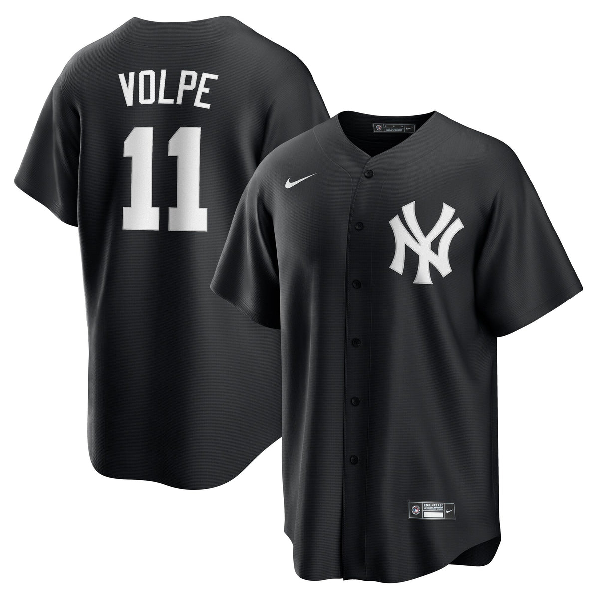 New York Yankees Anthony Volpe Black Fashion Replica Player Jersey product image 2, provided for visual reference and