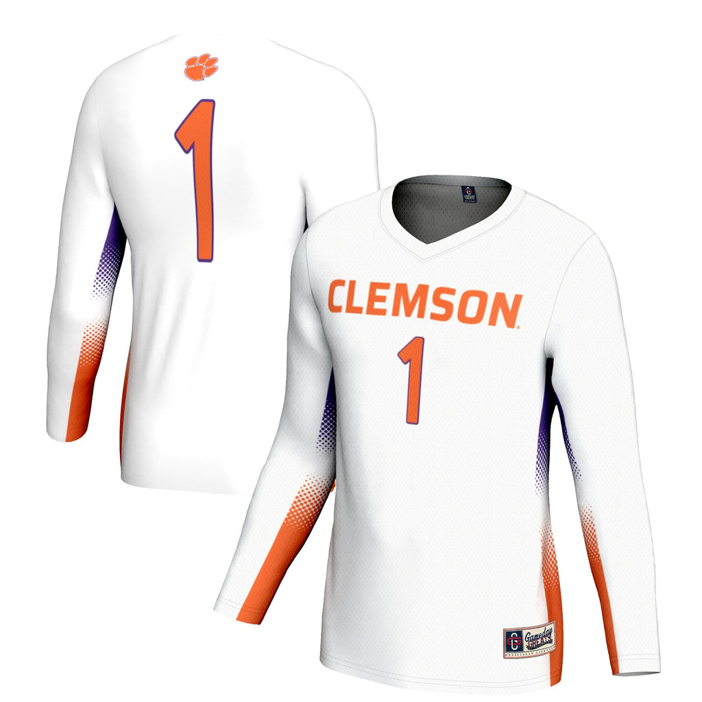 #1 Clemson Tigers Lightweight Volleyball Jersey - White product image 1, provided for visual reference and product detail