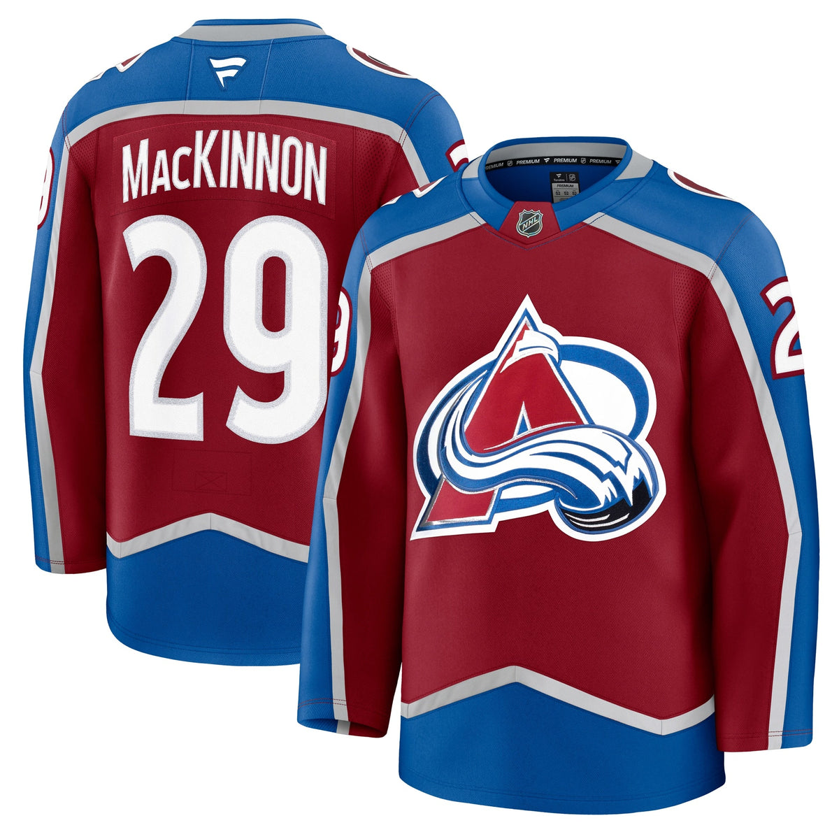 Colorado Avalanche Nathan MacKinnon Burgundy Home Premium Jersey product image 2, provided for visual reference and product