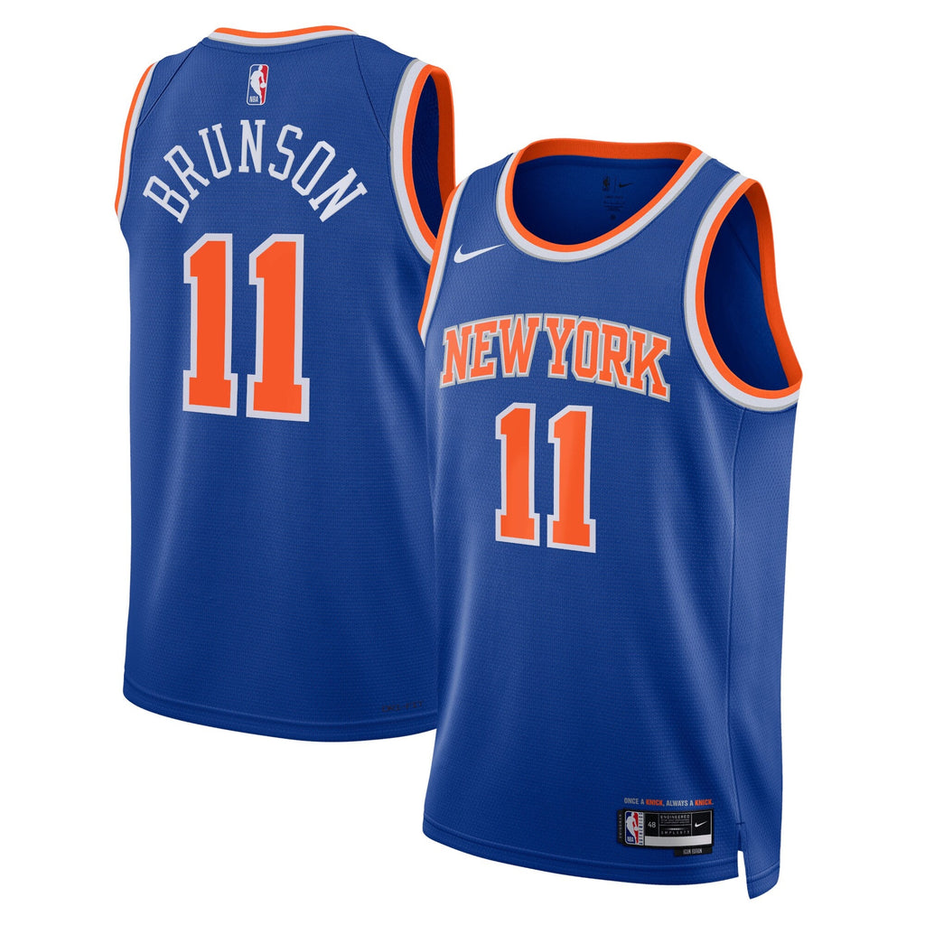 New York Knicks Icon Edition Swingman Jersey - Blue - Jalen Brunson product image 1, provided for visual reference and