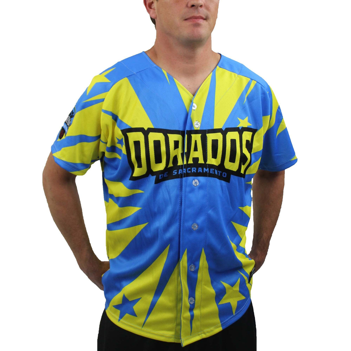 Sacramento River Cats Blue/Yellow Copa Replica Jersey product image 1, provided for visual reference and product detail