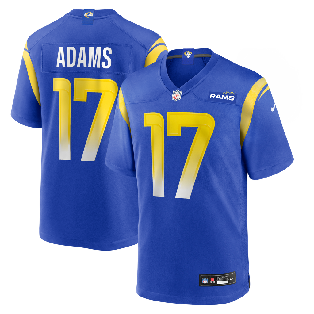 Los Angeles Rams Davante Adams Royal Game Player Jersey product image 1, provided for visual reference and product detail