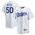 Los Angeles Dodgers Mookie Betts White Home Replica Player Name Jersey product image 1, provided for visual reference and