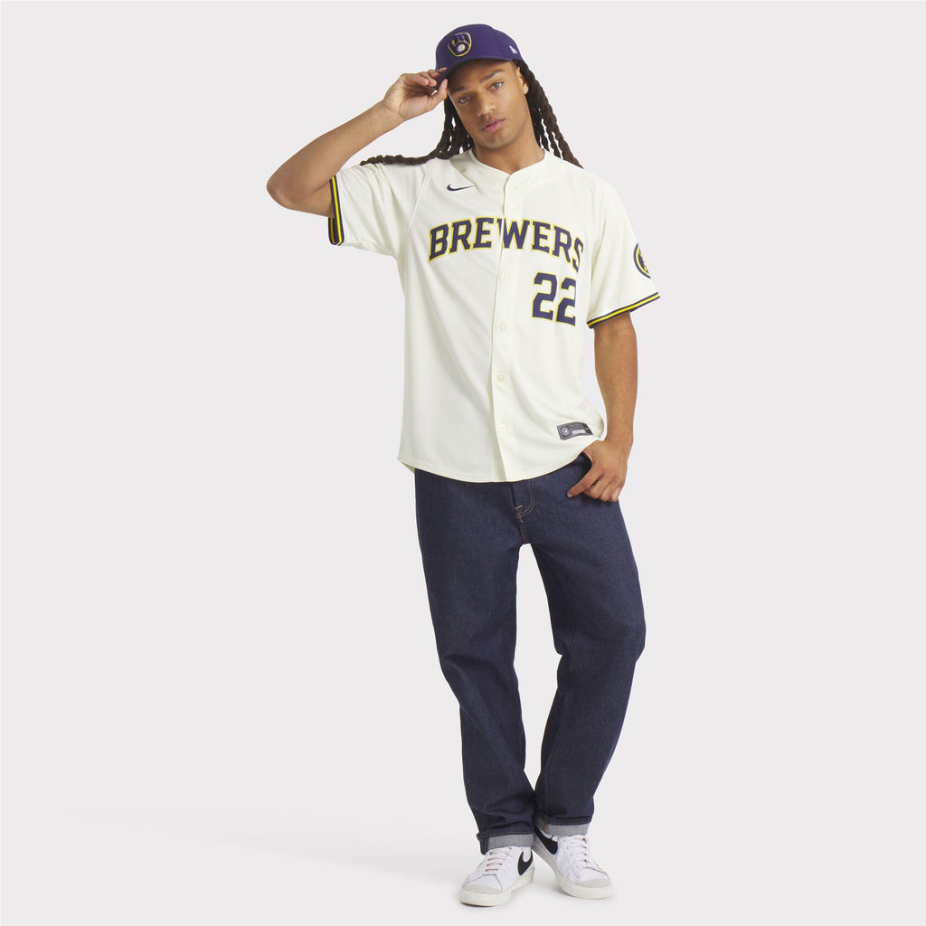 Milwaukee Brewers Christian Yelich Cream Home Limited Player Jersey product image 7, provided for visual reference and