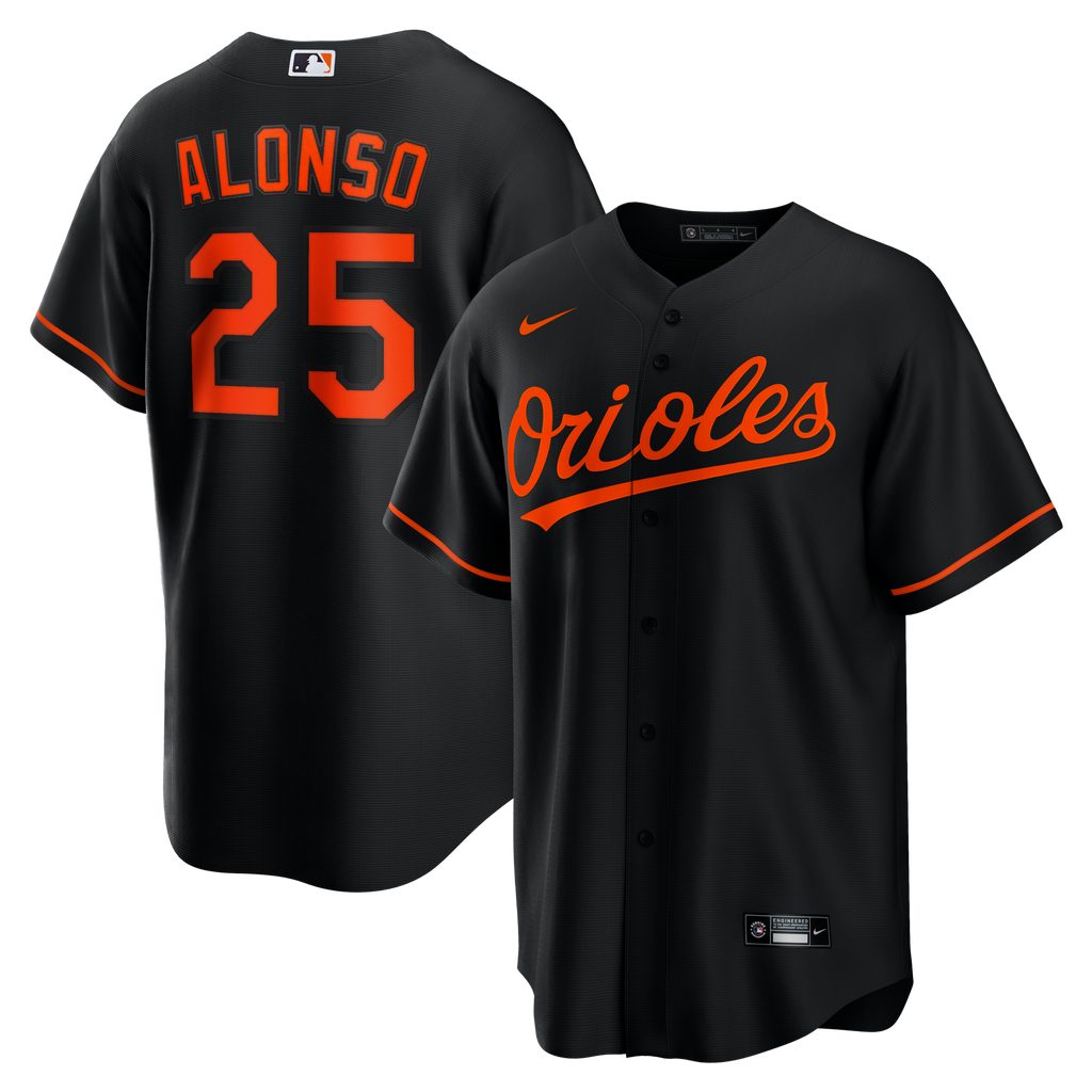 Baltimore Orioles Pete Alonso Black Alternate Replica Jersey product image 1, provided for visual reference and product