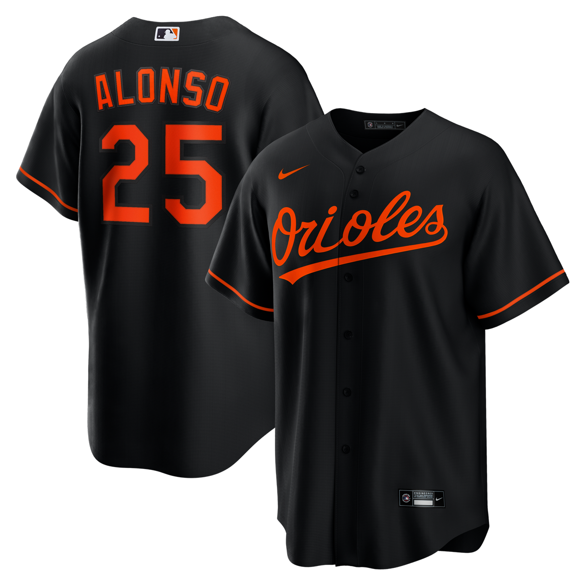 Baltimore Orioles Pete Alonso Black Alternate Replica Jersey product image 1, provided for visual reference and product