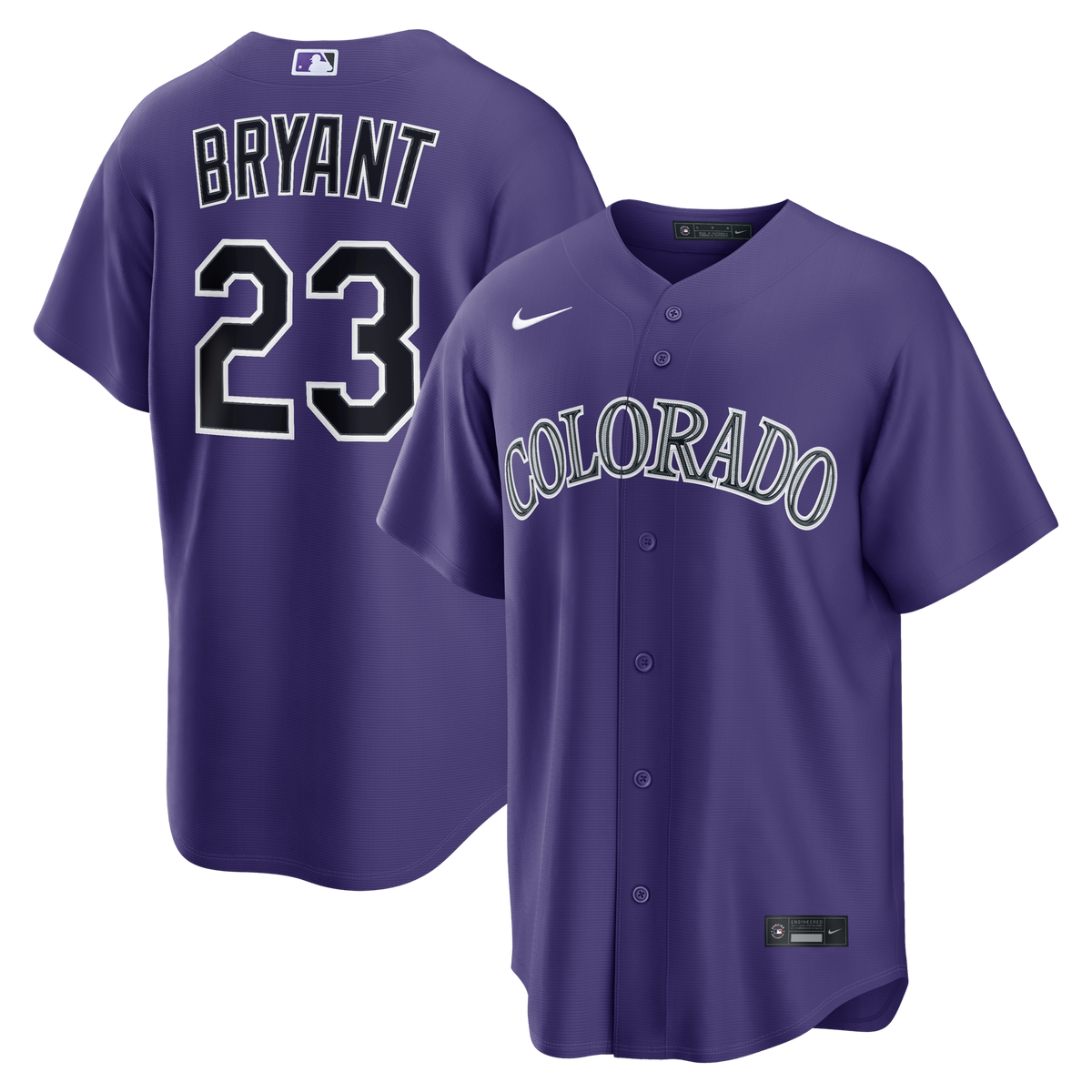 Colorado Rockies Kris Bryant Purple Alternate Replica Jersey product image 1, provided for visual reference and product