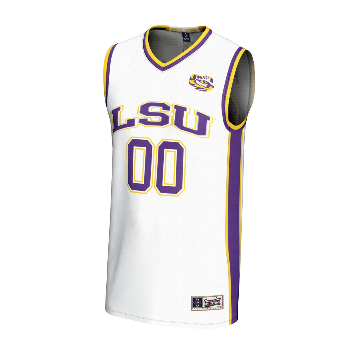LSU Tigers Lightweight Collegiate Basketball NIL Pick-A-Player Fashion Jersey - White product image 3, provided for visual