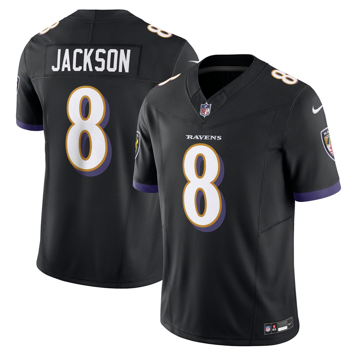 Baltimore Ravens Lamar Jackson Black Vapor F.U.S.E. Limited Jersey product image 1, provided for visual reference and