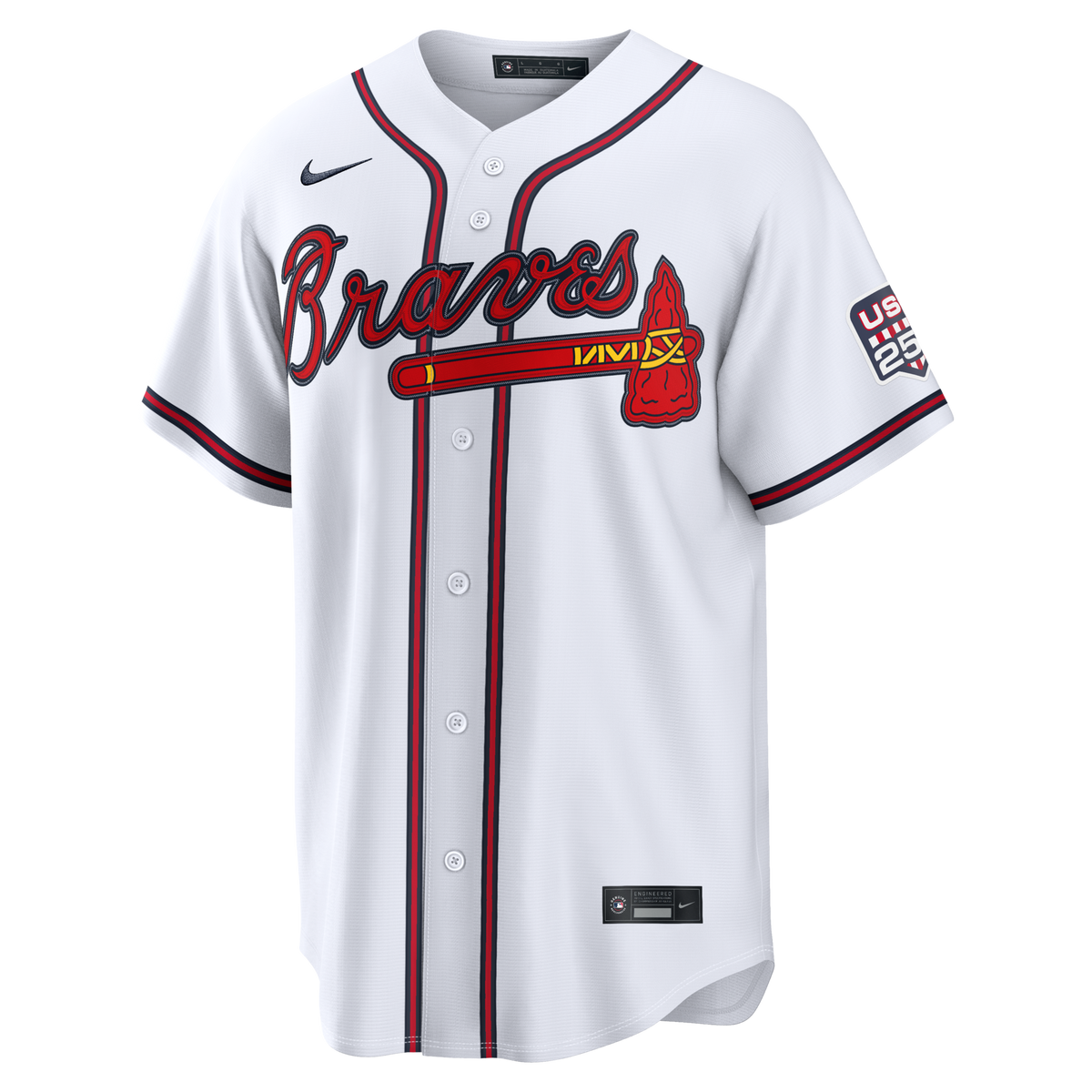Fourth of July Atlanta Braves Drake Baldwin White USA 250 Stadium Jersey product image 3, provided for visual reference and