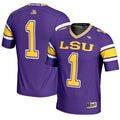 #1 LSU Tigers Endzone Football Jersey - Purple product image 1, provided for visual reference and product detail review