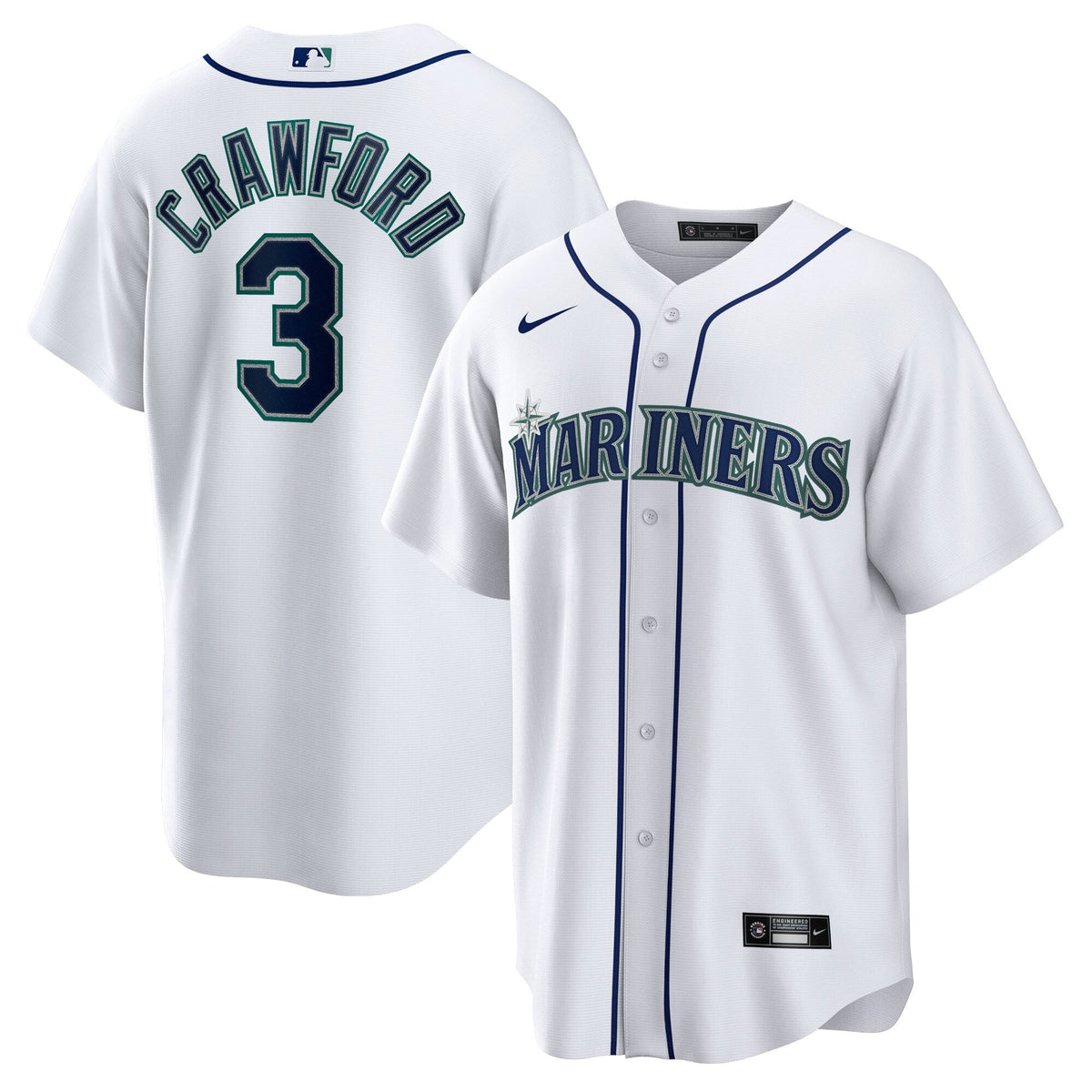 Seattle Mariners JP Crawford White Home Replica Jersey product image 2, provided for visual reference and product detail