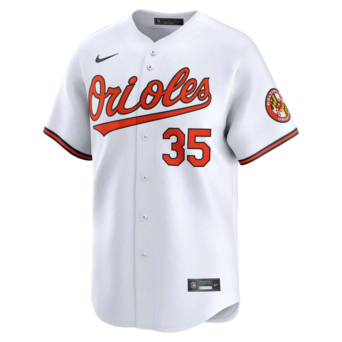 Baltimore Orioles Adley Rutschman White Home Limited Player Jersey product image 3, provided for visual reference and