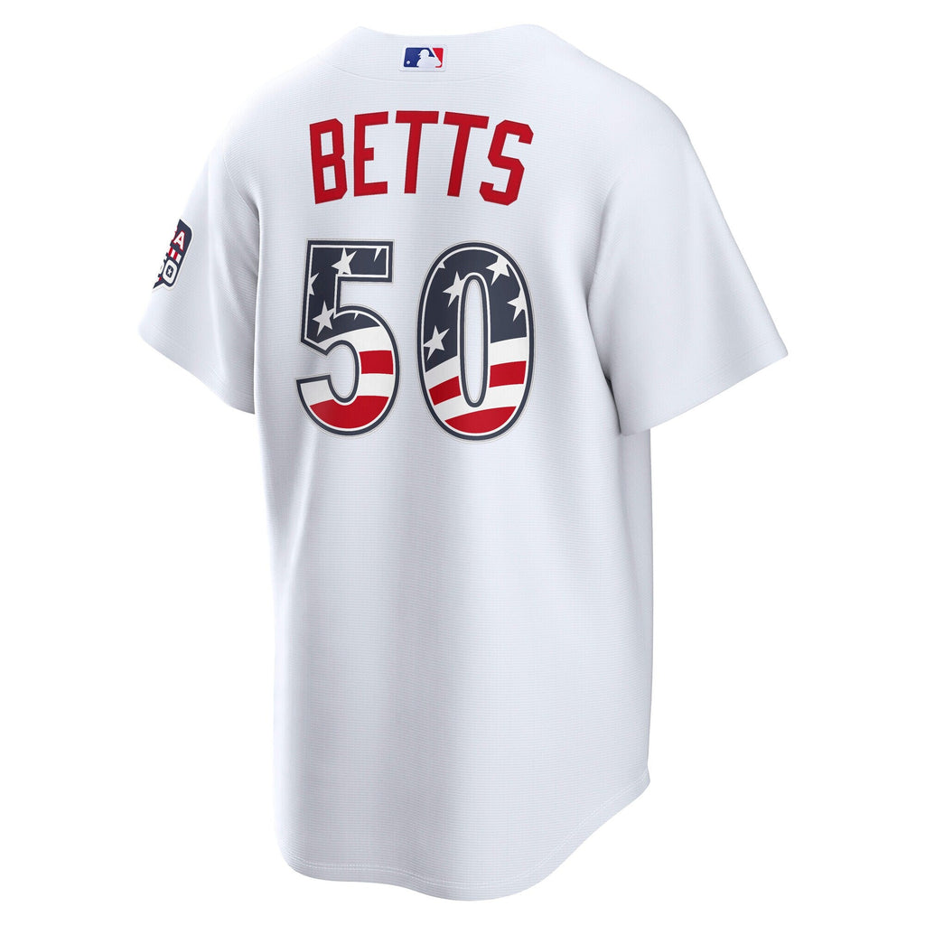 Fourth of July Los Angeles Dodgers Mookie Betts White USA 250 Stadium Jersey product image 4, provided for visual reference