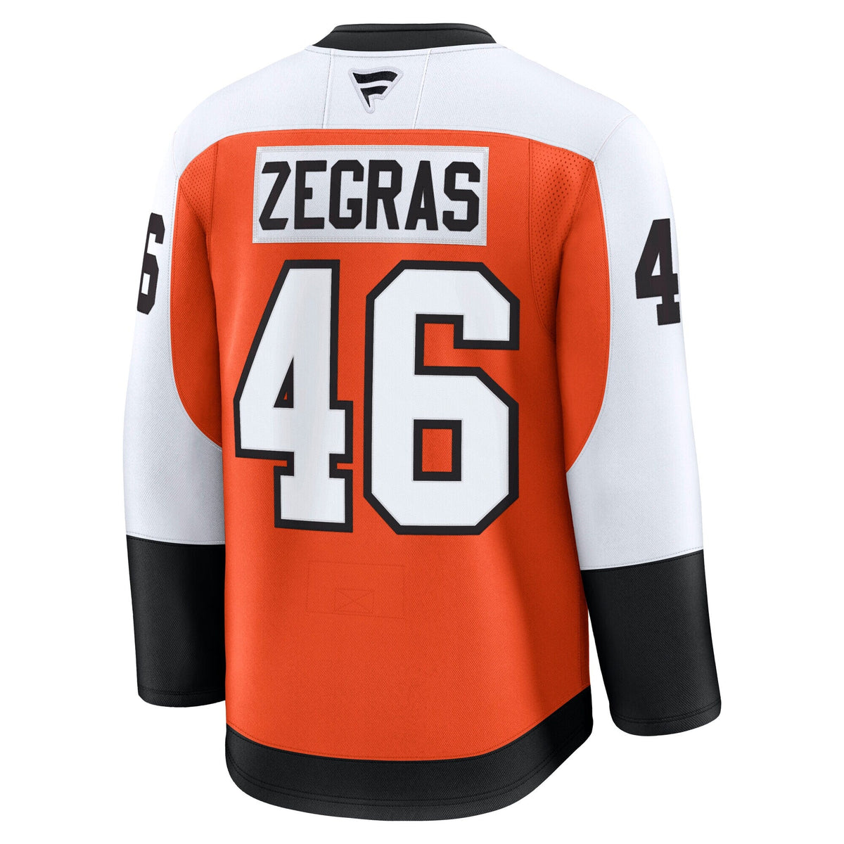 Philadelphia Flyers Trevor Zegras Orange Home Premium Jersey product image 4, provided for visual reference and product