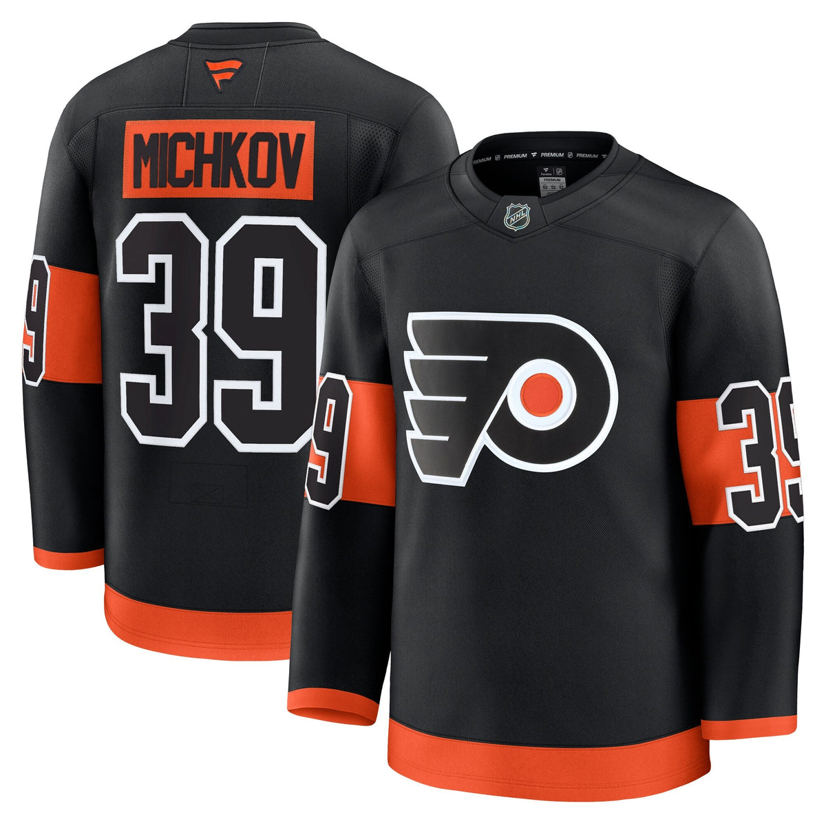 Philadelphia Flyers Matvei Michkov Black Alternate Premium Jersey product image 2, provided for visual reference and product