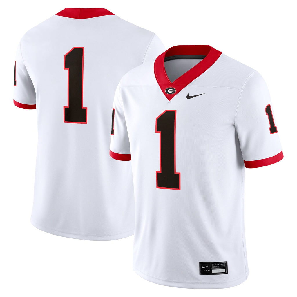 #1 White Georgia Bulldogs Game Jersey product image 2, provided for visual reference and product detail review
