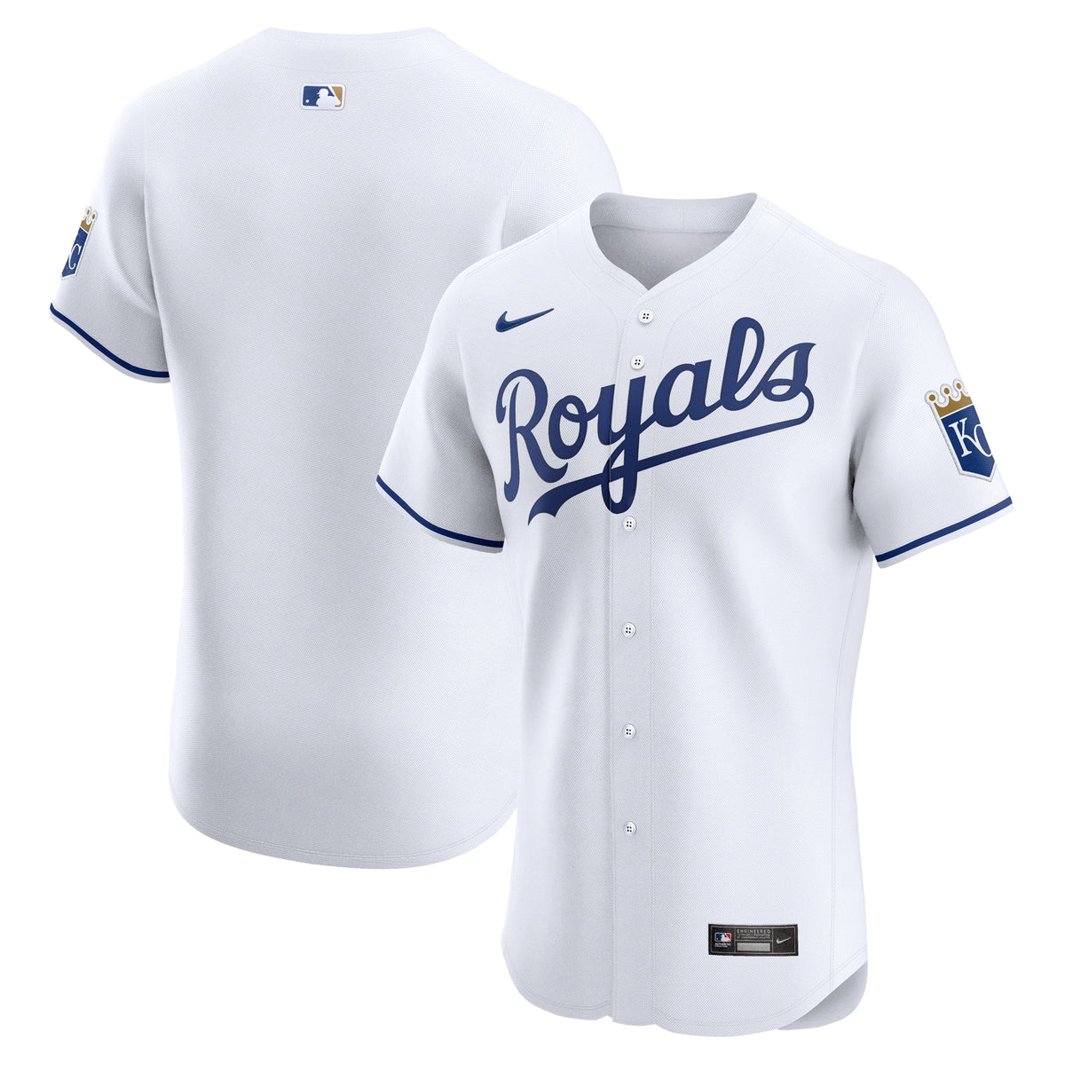 Kansas City Royals White Home Elite Jersey product image 2, provided for visual reference and product detail review