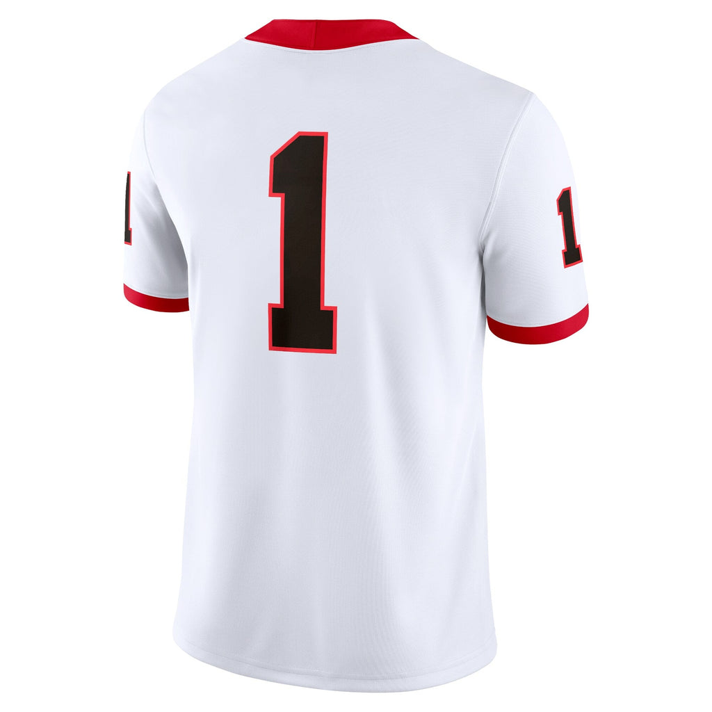 #1 White Georgia Bulldogs Game Jersey product image 4, provided for visual reference and product detail review