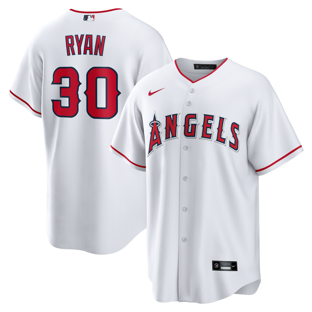 Los Angeles Angels Nolan Ryan White Home Retired Player Replica Jersey product image 1, provided for visual reference and