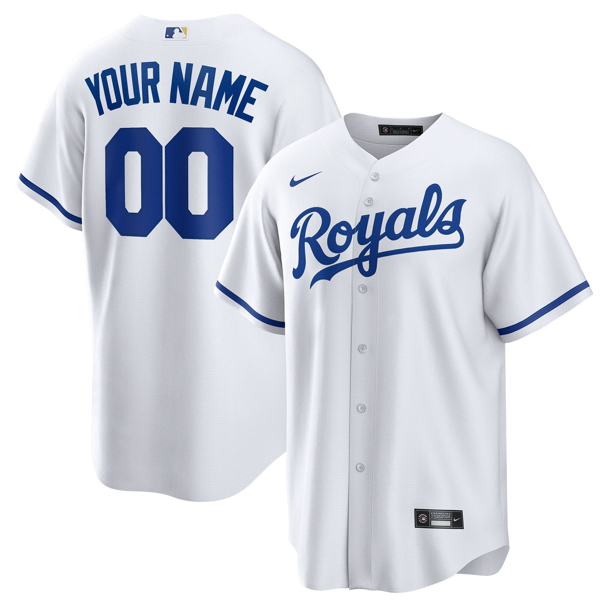 Kansas City Royals White Replica Custom Jersey product image 2, provided for visual reference and product detail review