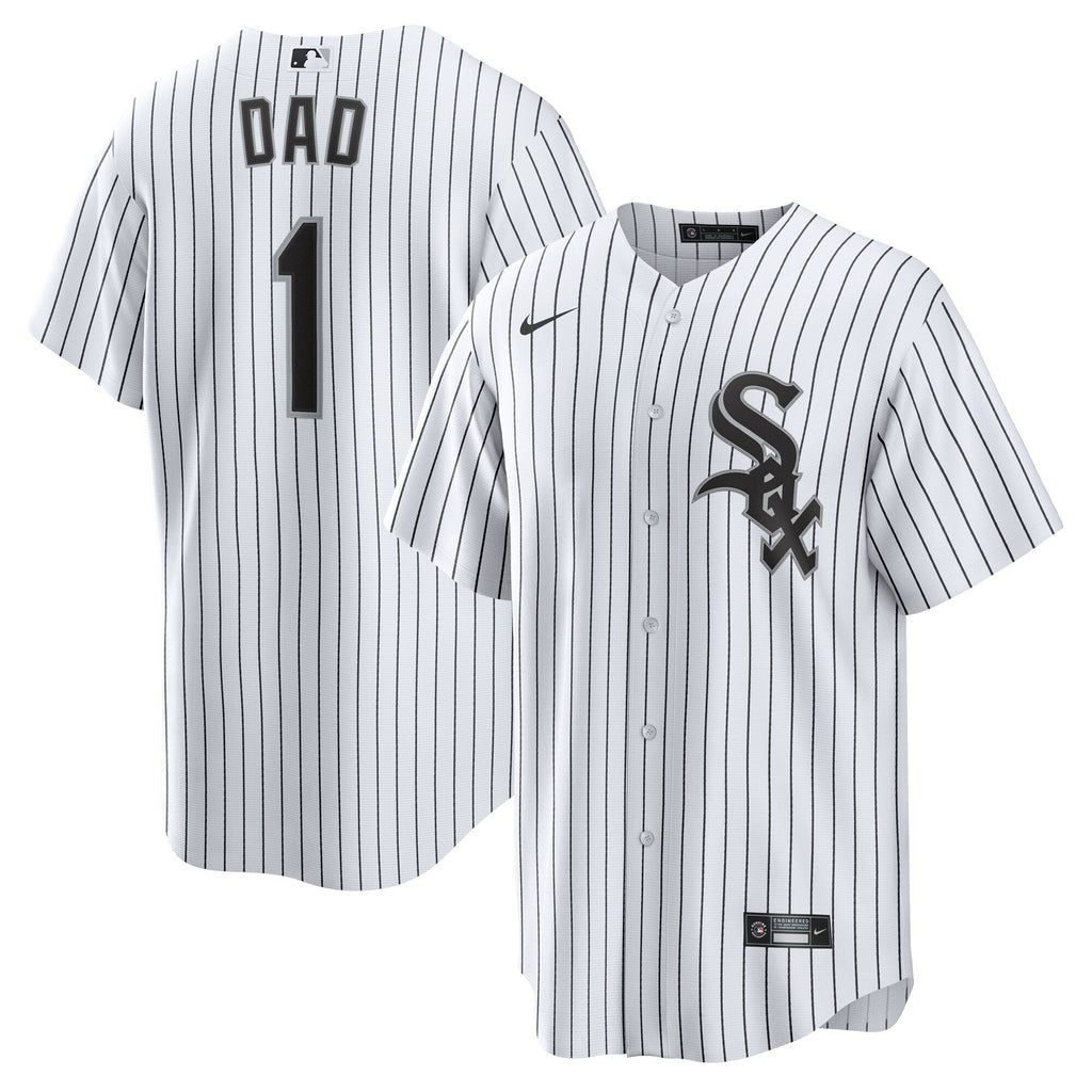 Chicago White Sox White #1 Dad Home Replica Jersey product image 2, provided for visual reference and product detail review