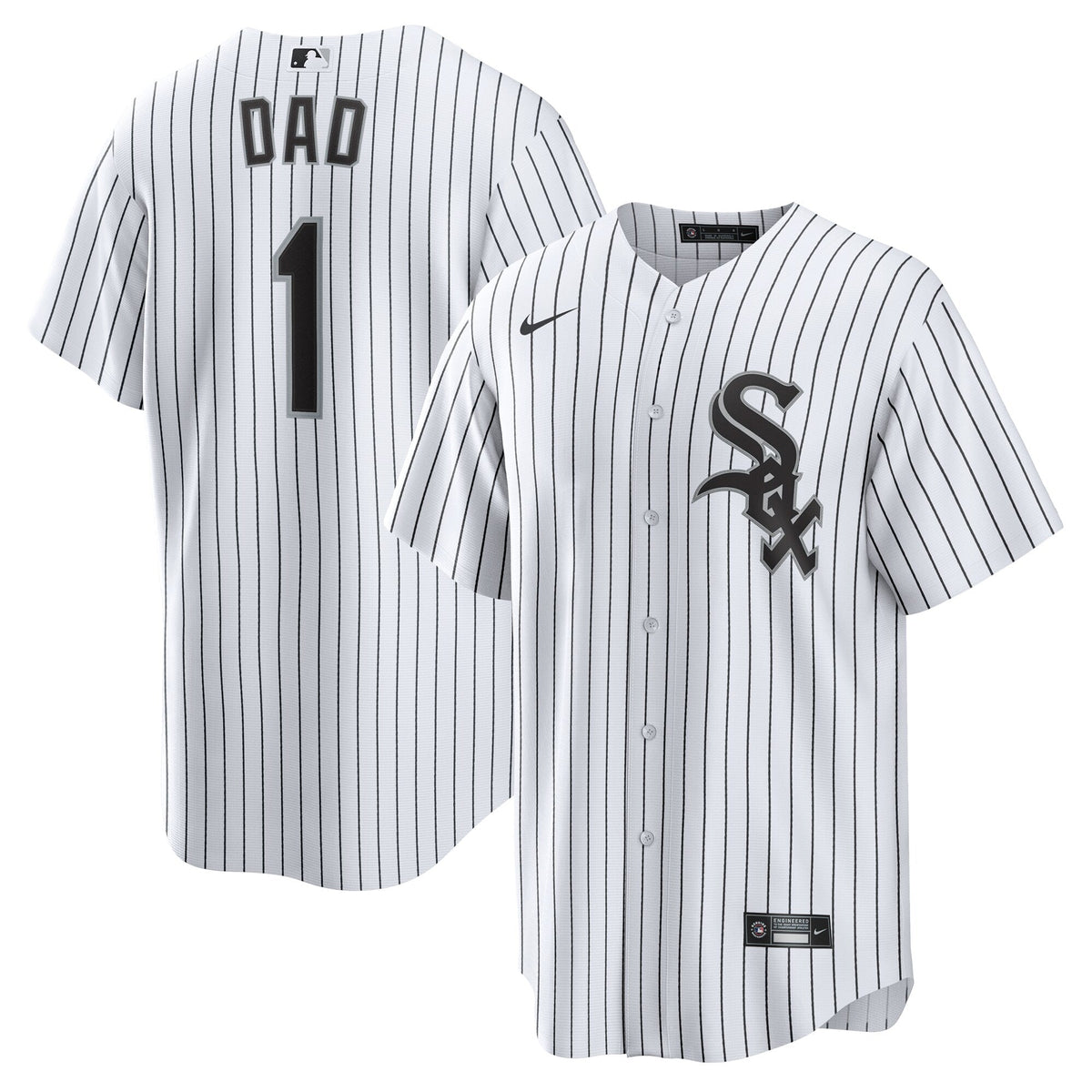 Chicago White Sox White #1 Dad Home Replica Jersey product image 2, provided for visual reference and product detail review