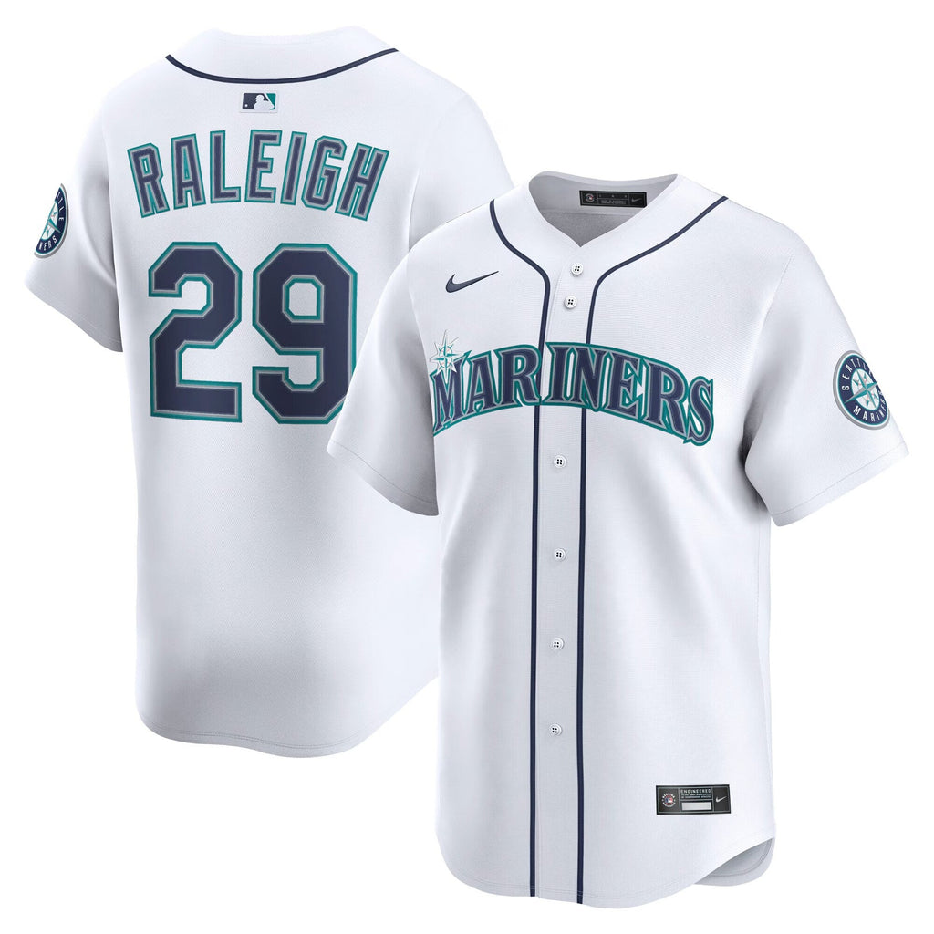 Seattle Mariners Cal Raleigh White Home Limited Player Jersey product image 1, provided for visual reference and product