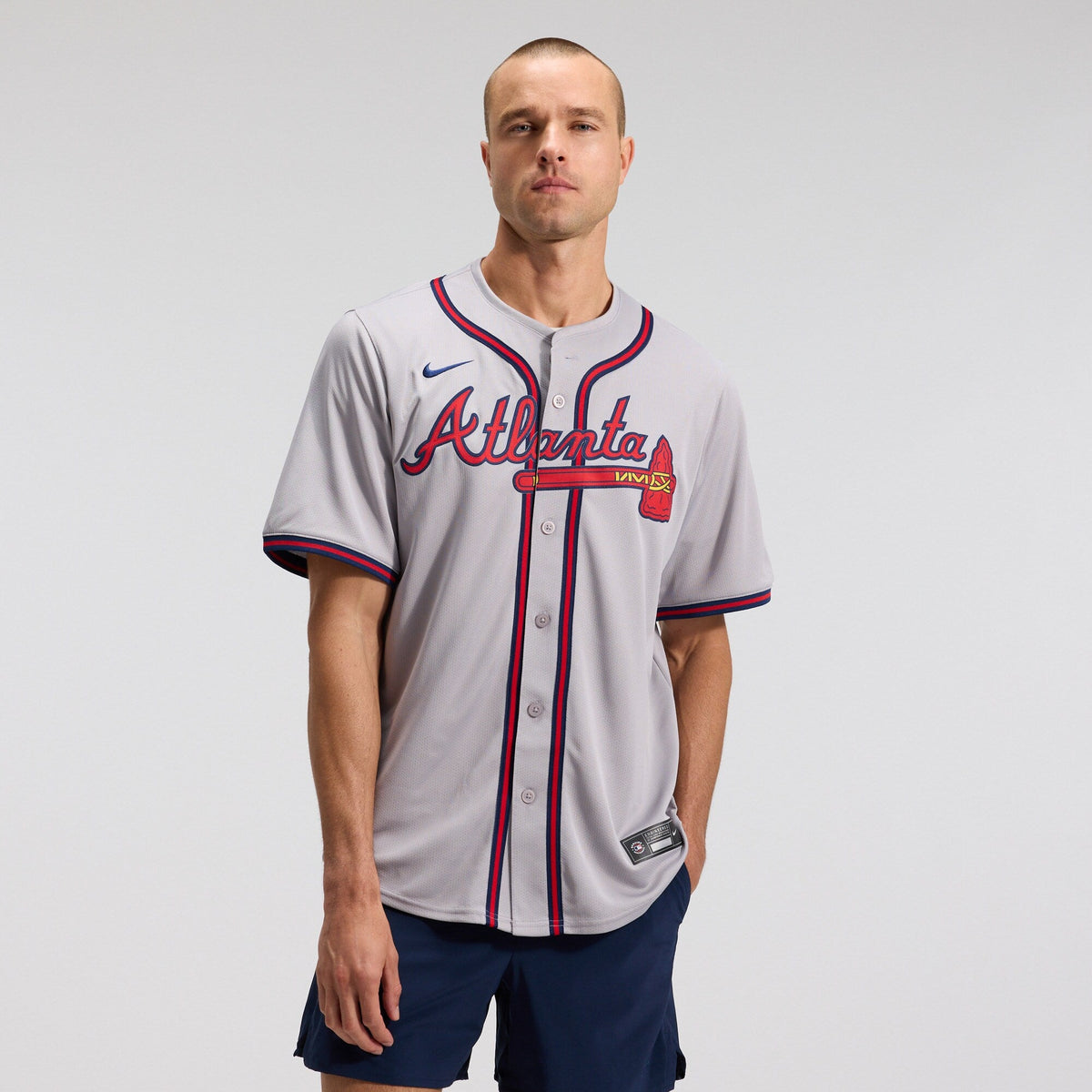 Atlanta Braves Ozzie Albies Gray Road Limited Player Jersey product image 3, provided for visual reference and product