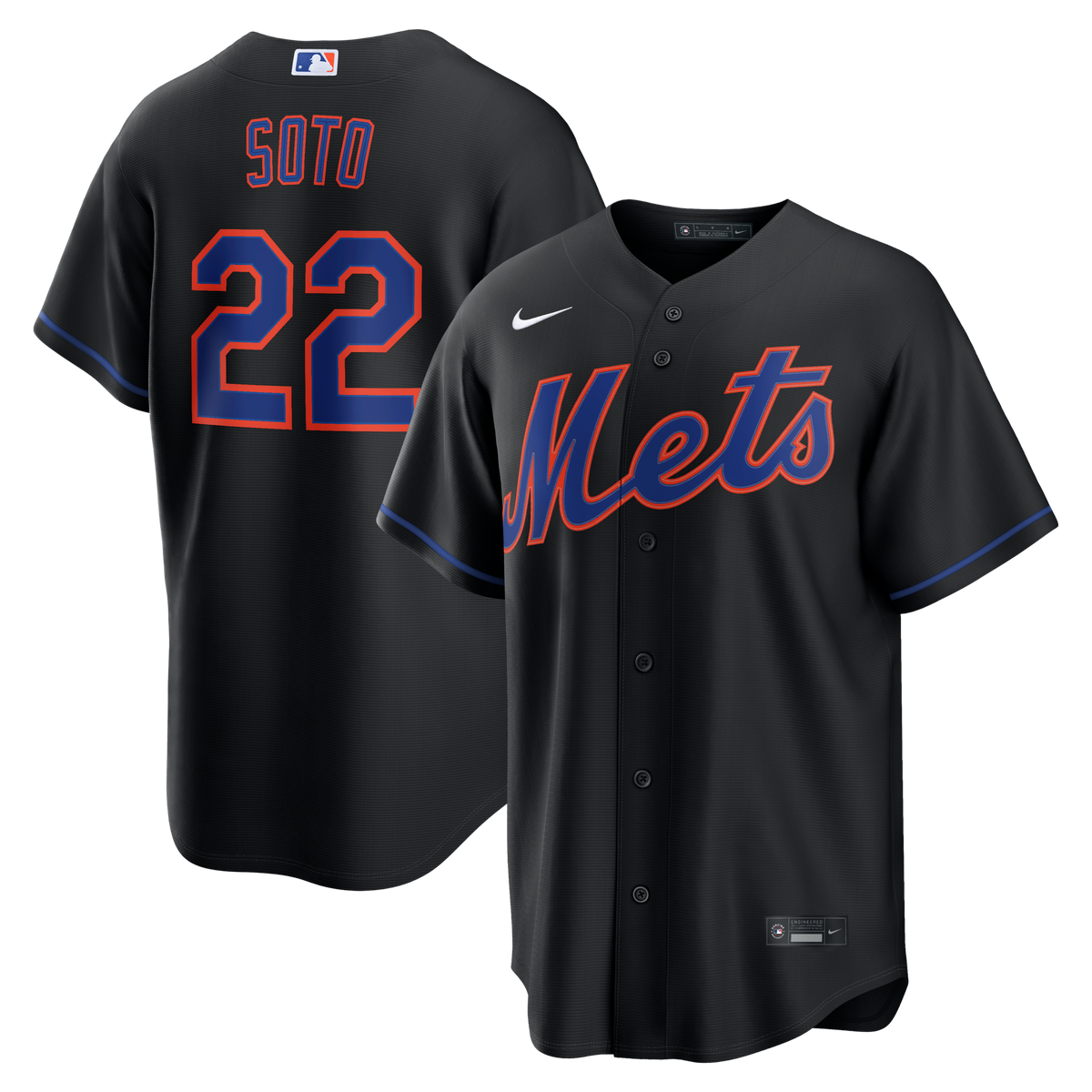 New York Mets Juan Soto Black Alternate Replica Jersey product image 2, provided for visual reference and product detail