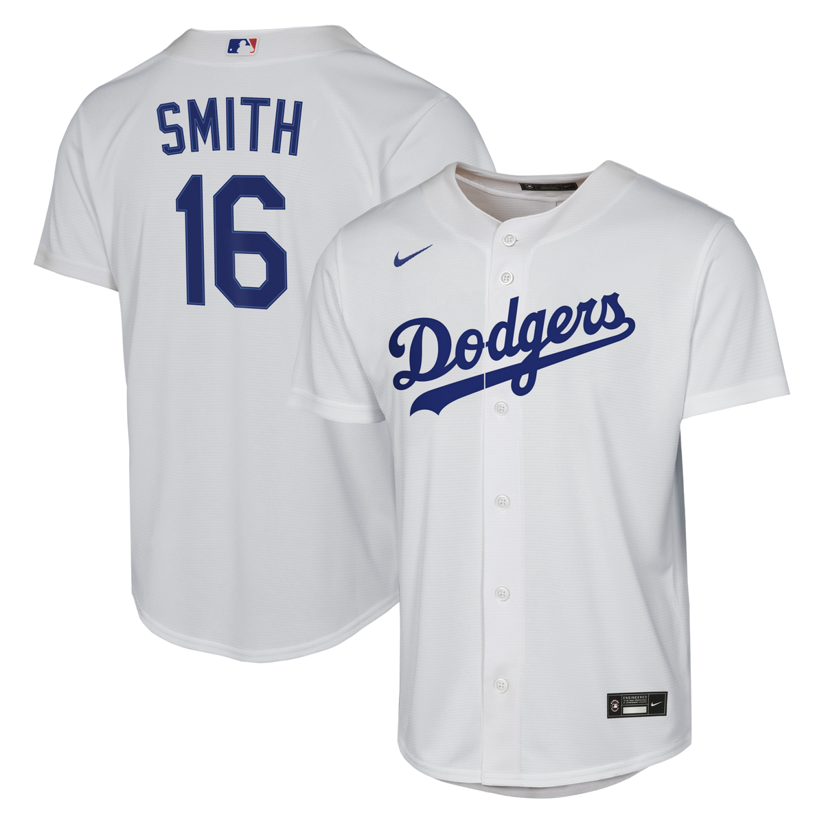 Male Los Angeles Dodgers Will Smith White Home Replica Jersey product image 1, provided for visual reference and product