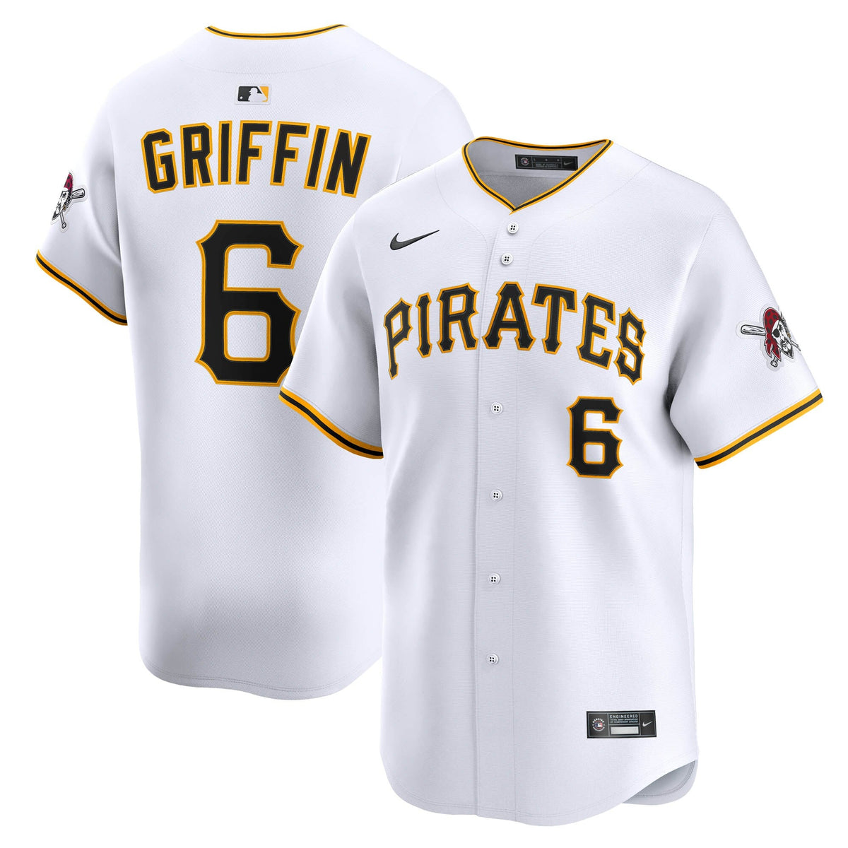 Pittsburgh Pirates Konnor Griffin White Home Limited Jersey product image 2, provided for visual reference and product