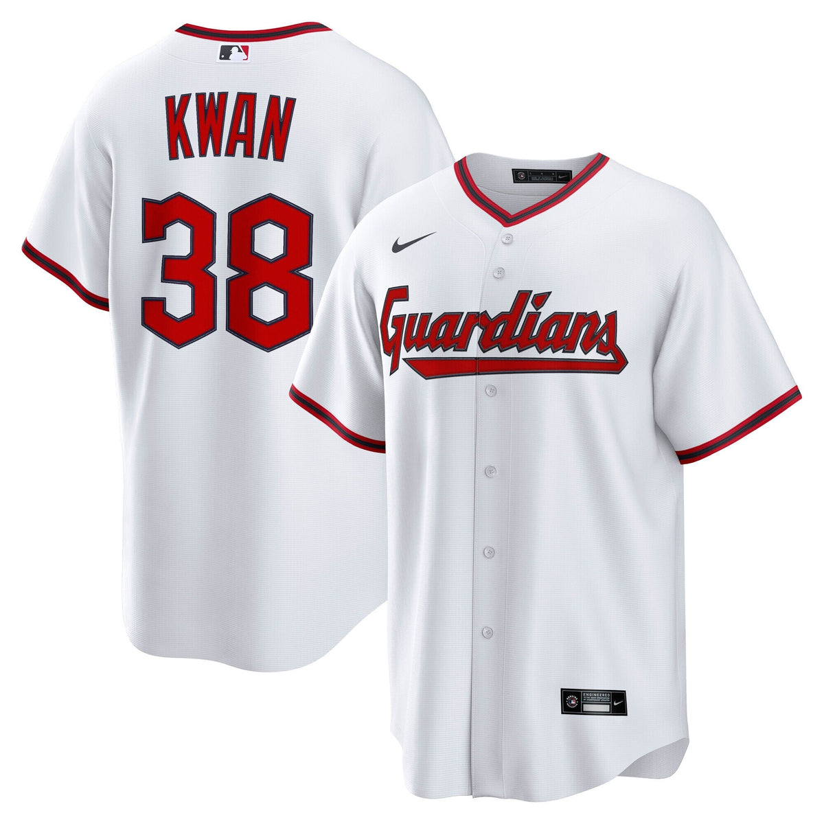 Cleveland Guardians Steven Kwan White Home Replica Jersey product image 2, provided for visual reference and product detail