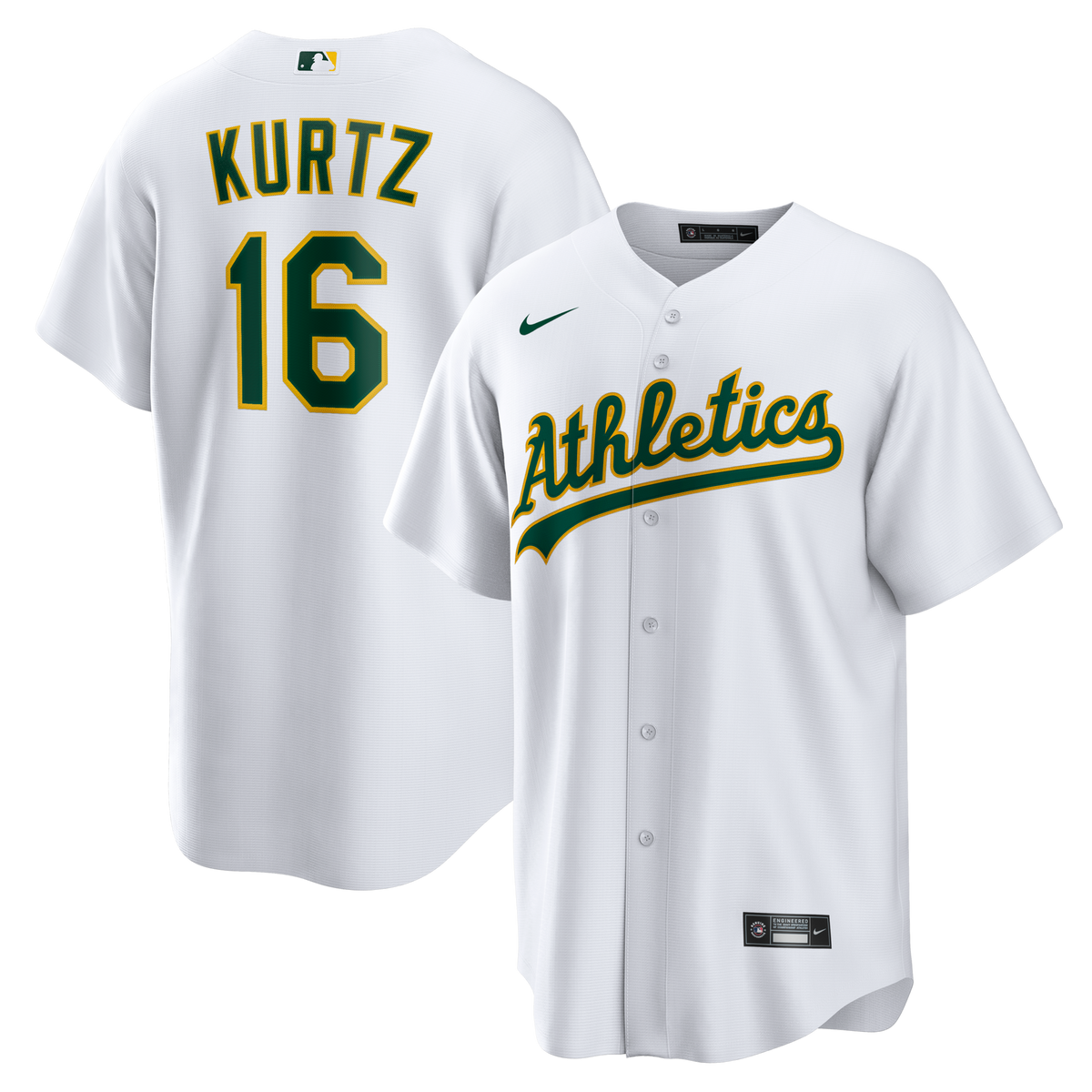 Athletics Nick Kurtz White Home Replica Player Jersey product image 1, provided for visual reference and product detail