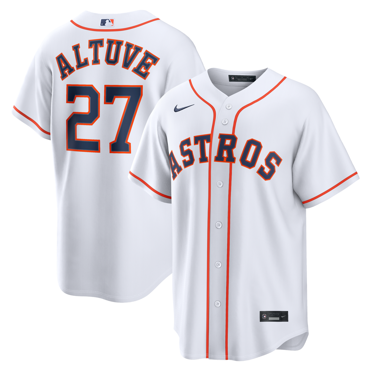 Houston Astros Jose Altuve White Home Replica Jersey product image 1, provided for visual reference and product detail review