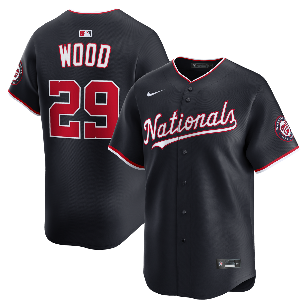 Washington Nationals James Wood Navy Alternate Limited Player Jersey product image 2, provided for visual reference and
