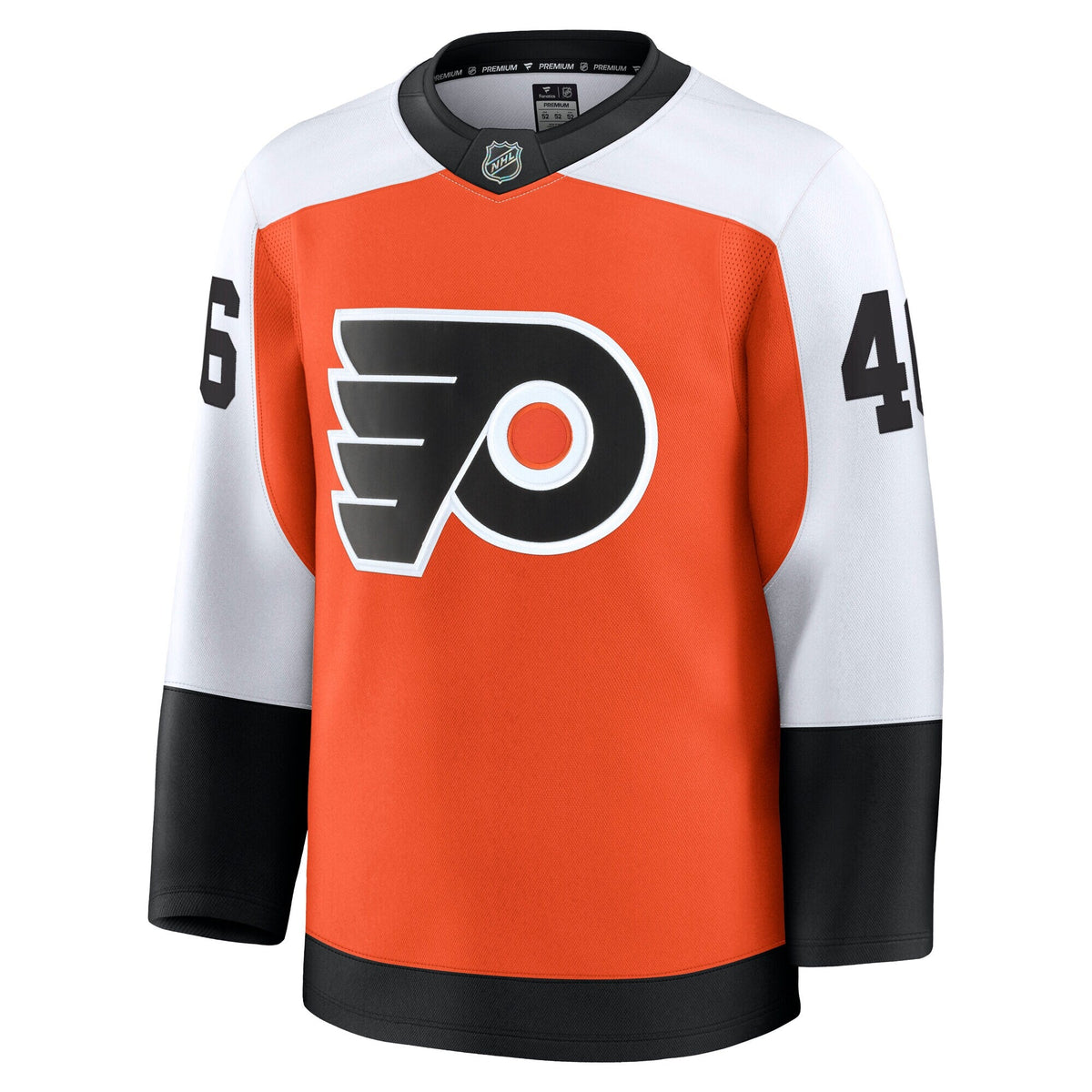 Philadelphia Flyers Trevor Zegras Orange Home Premium Jersey product image 3, provided for visual reference and product