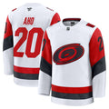 Carolina Hurricanes Sebastian Aho White Away Premium Jersey product image 1, provided for visual reference and product