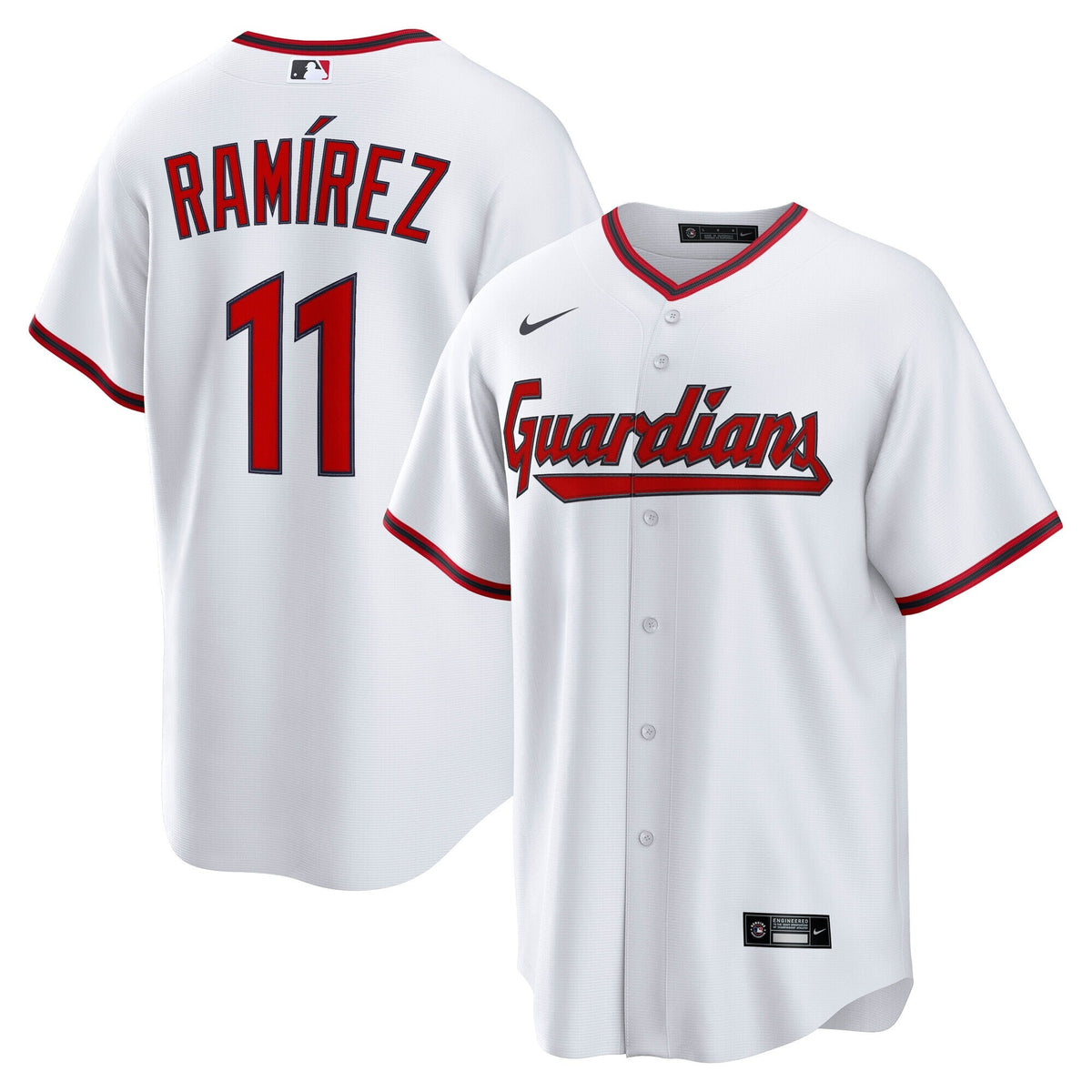 Cleveland Guardians José Ramírez White Home Replica Jersey product image 1, provided for visual reference and product detail