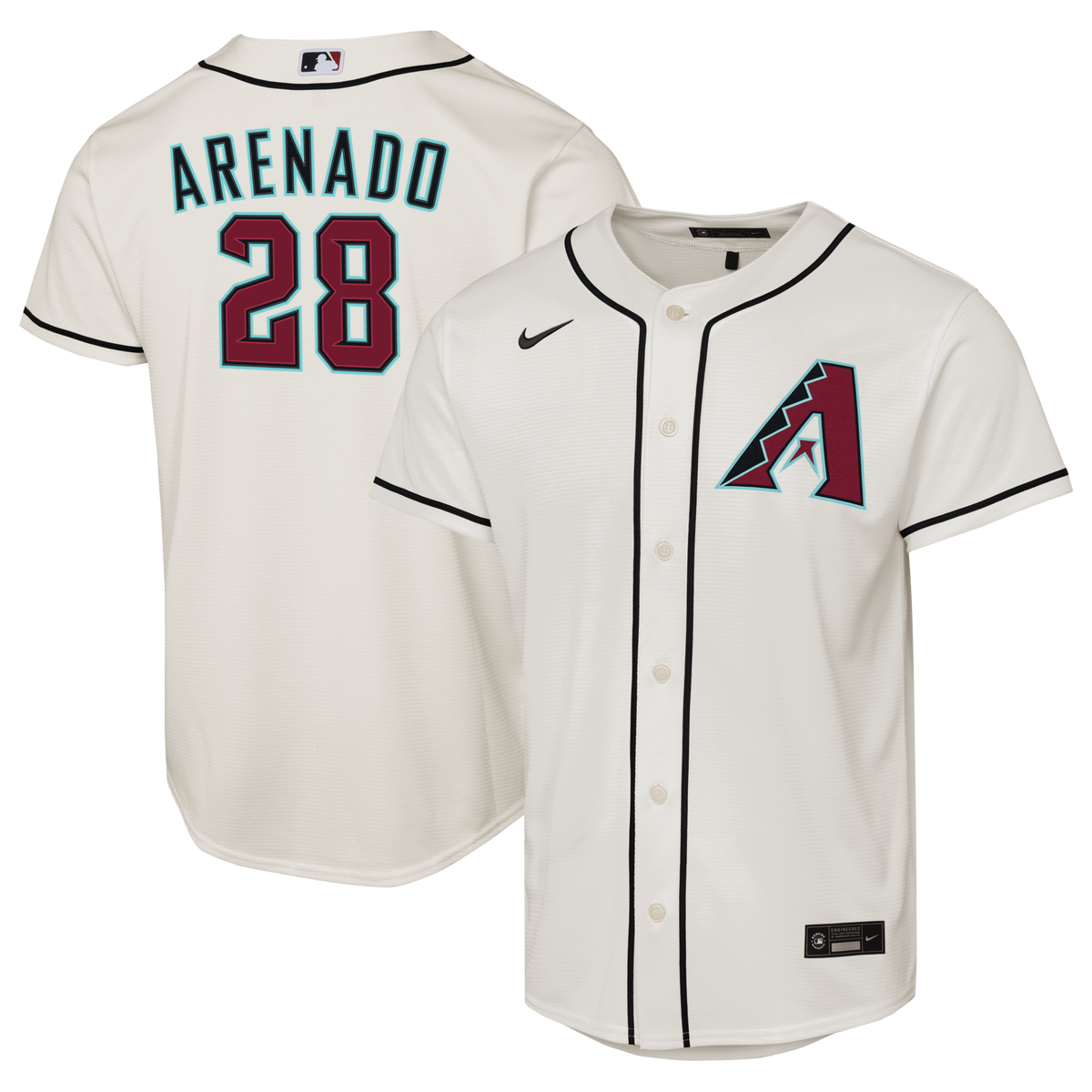 Male Arizona Diamondbacks Nolan Arenado White Home Replica Jersey product image 1, provided for visual reference and product