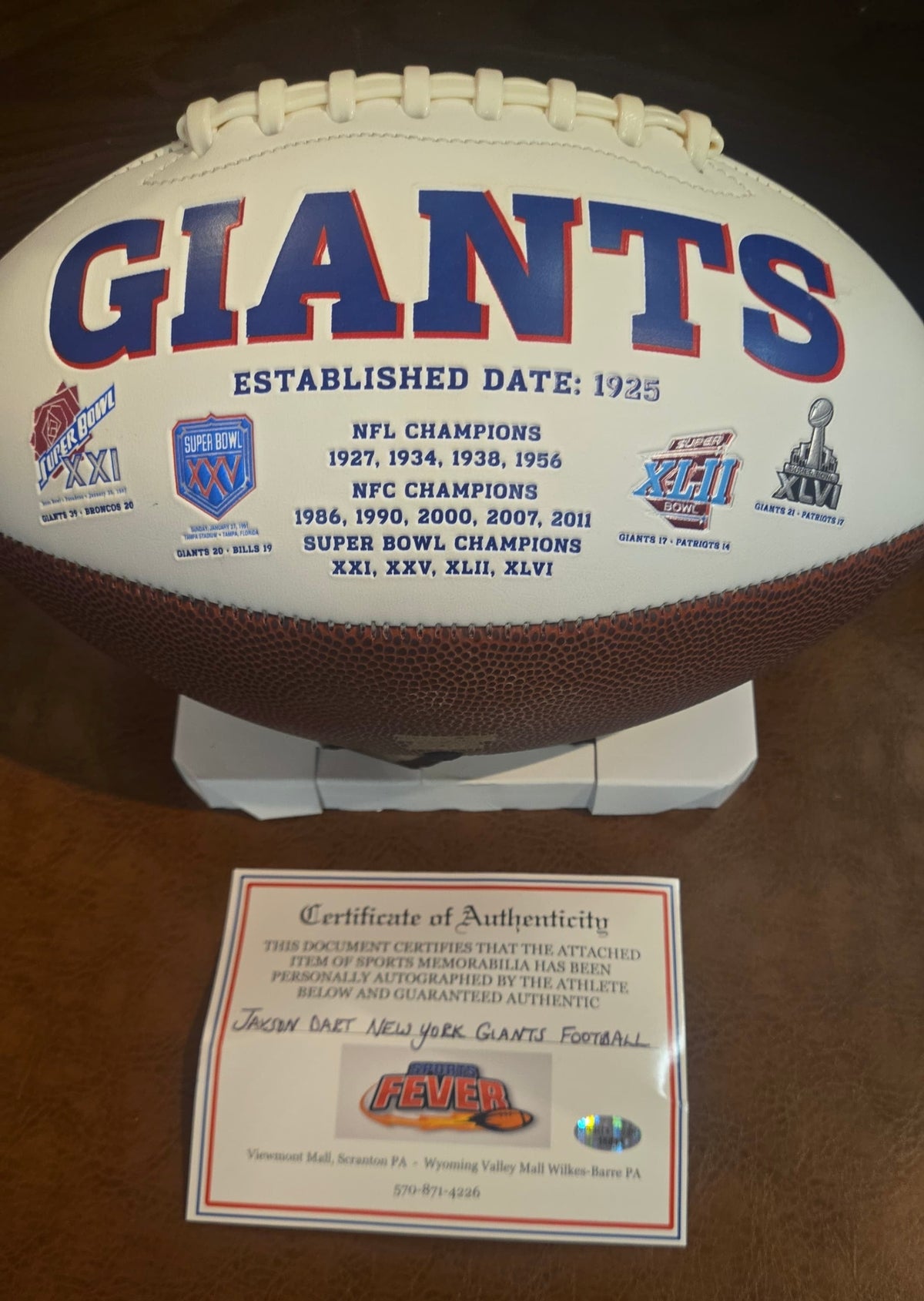 Jaxson Dart Autographed Football with COA product image 2